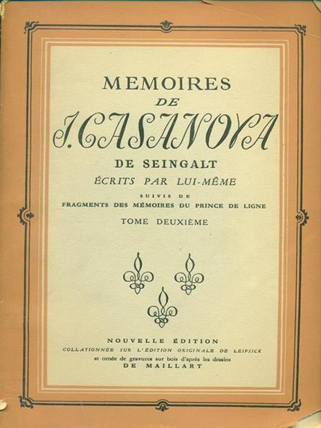 Memoires de I. Casanova de Seingalt Tome 2 - copertina