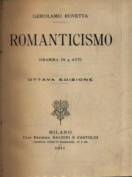 Romanticismo - Gerolamo Rovetta - copertina