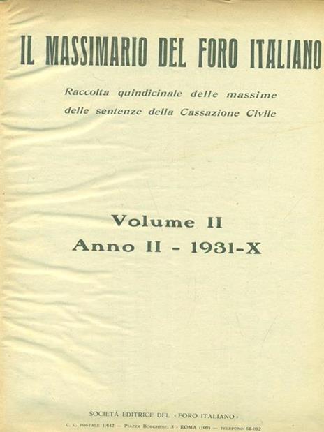 Massimario del foro italiano 1931 - copertina