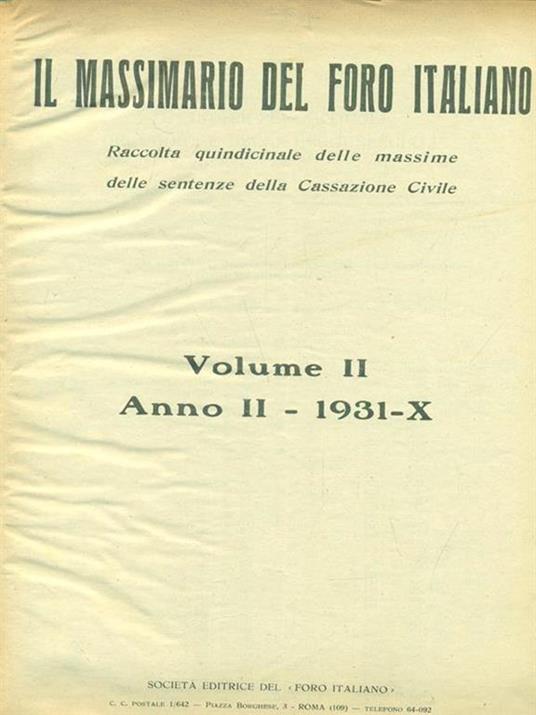 Massimario del foro italiano 1931 - 2