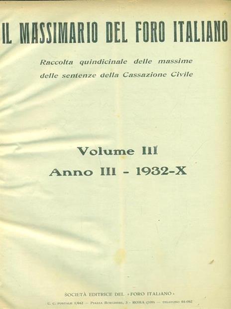 Massimario del foro italiano 1932 - 2