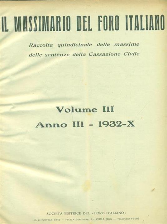 Massimario del foro italiano 1932 - 2
