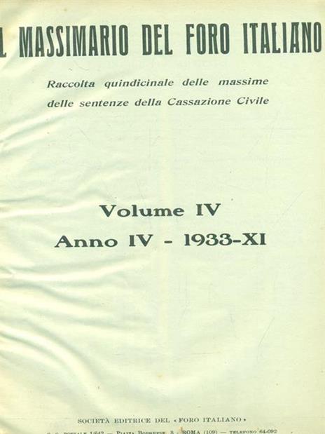 Massimario del foro italiano 1933 - 2