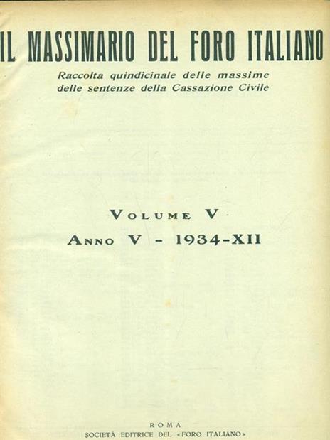 Massimario del foro italiano 1934 - 2