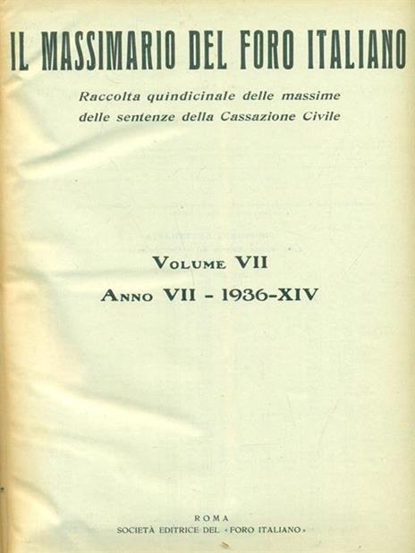 Massimario del foro italiano 1936 - copertina