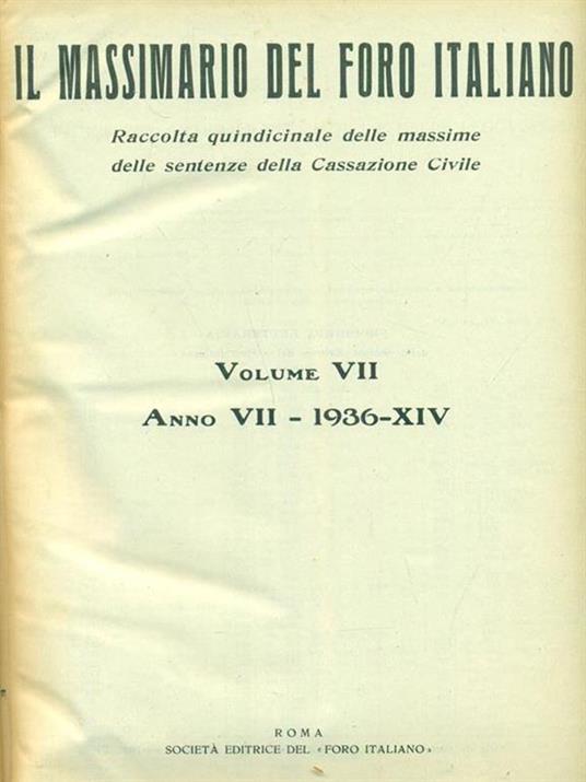 Massimario del foro italiano 1936 - 2