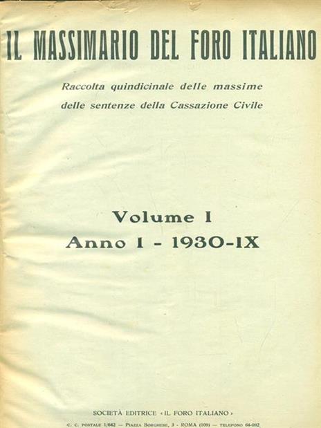 Massimario del foro italiano 1930 - 2