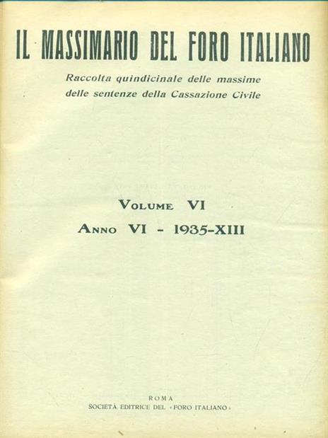 Massimario del foro italiano 1935 - copertina