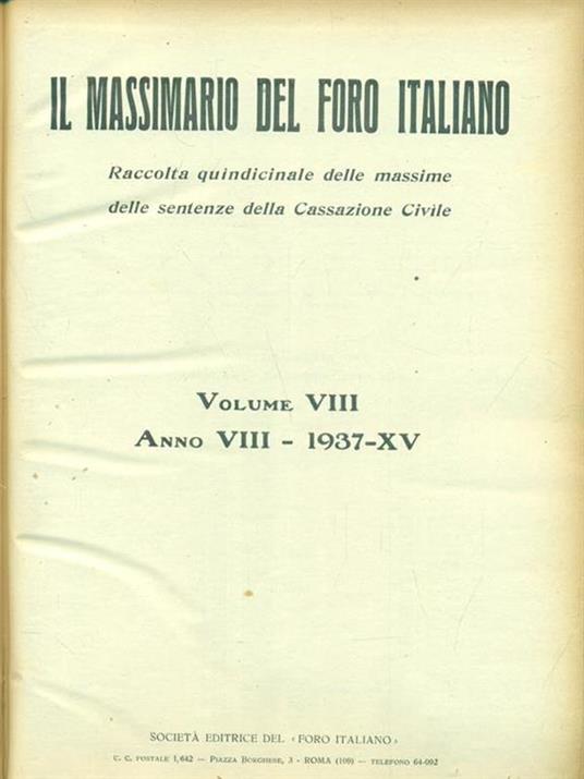 Massimario del foro italiano 1937 - 2