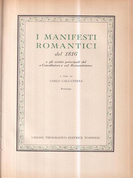I manifesti romantici del 1816 - Carlo Calcaterra - copertina