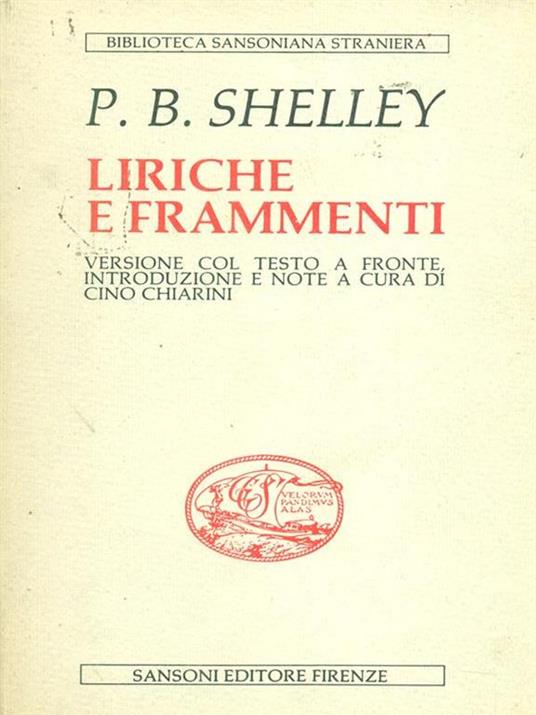 Liriche e frammenti - Percy Bysshe Shelley - copertina