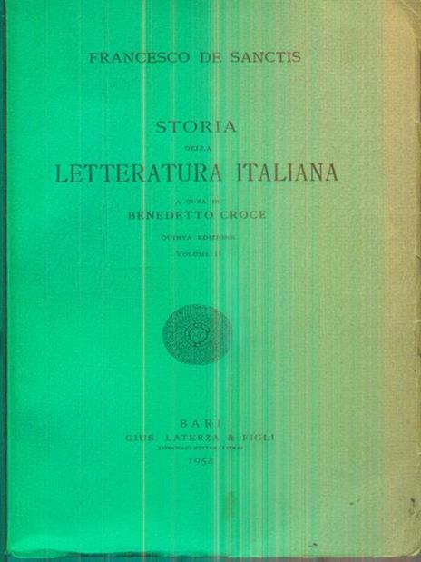 Storia della letteratura italiana. Vol II - Francesco De Sanctis - copertina