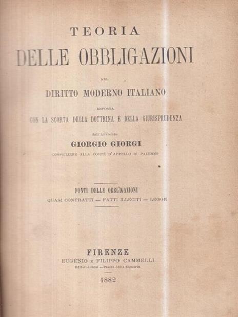 Teoria delle obbligazioni - Giorgio Giorgi - copertina