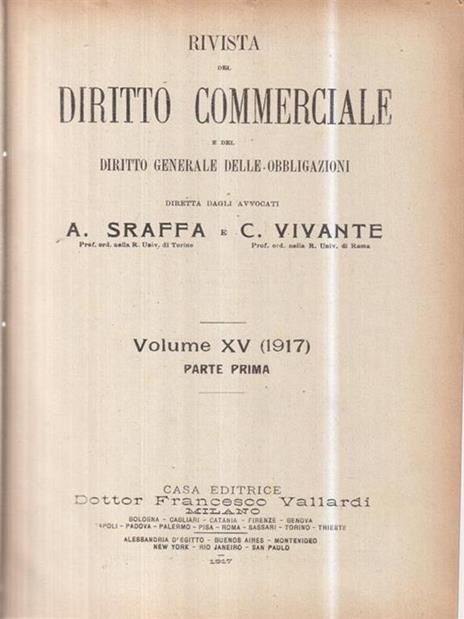 Rivista del Diritto Commerciale e del diritto generale delle obbligazioni