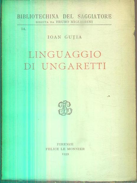 Linguaggio di Ungaretti - Ioan Gutia - copertina