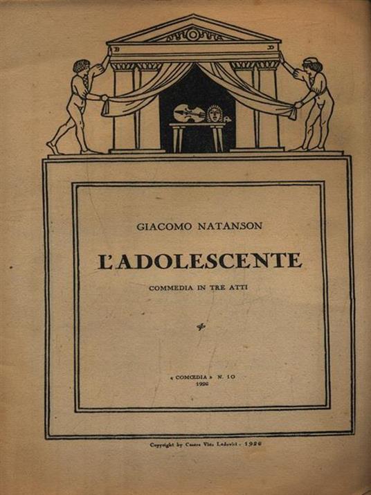 L' adolescente. Comoedia N. 10 - Giacomo Natanson - copertina