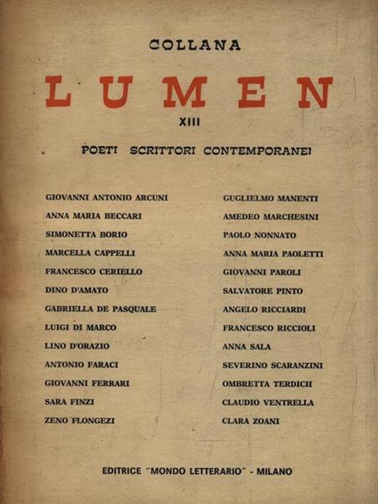 Lumen XIII Poeti - Scrittori contemporanei - copertina