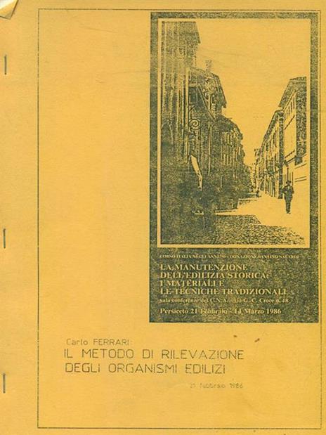 Il metodo di rilevazione degli organismi edilizi - Carlo Ferrari - copertina