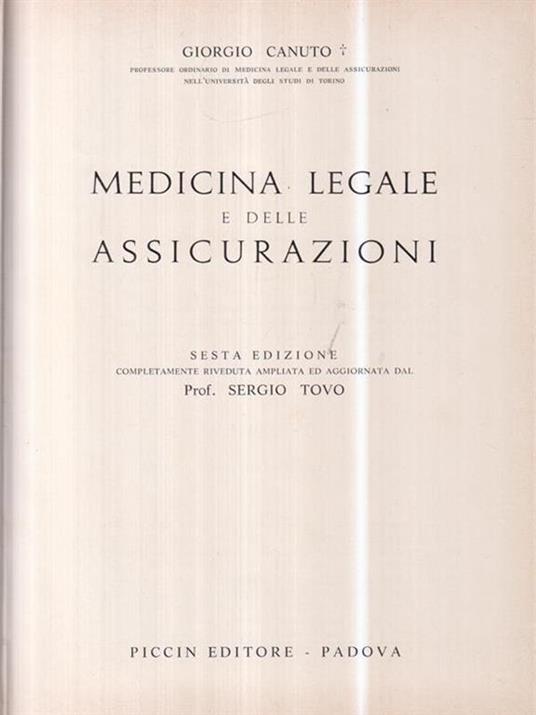 Medicina legale e delle assicurazioni - Giorgio Canuto - copertina