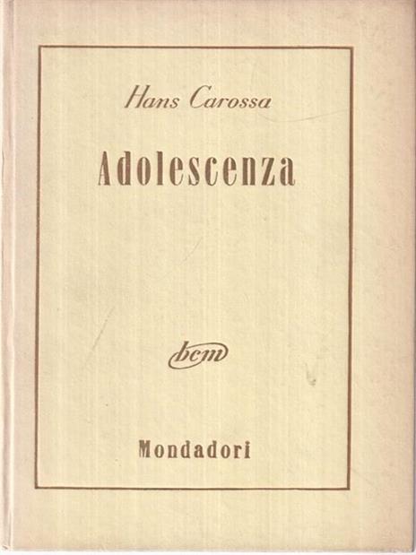 Adolescenza - Hans Carossa - copertina