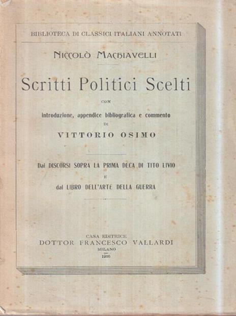 Scritti politici scelti - Niccolò Machiavelli - copertina