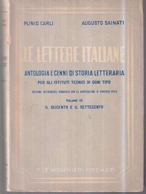 Le lettere italiane III - Enzo Carli - copertina