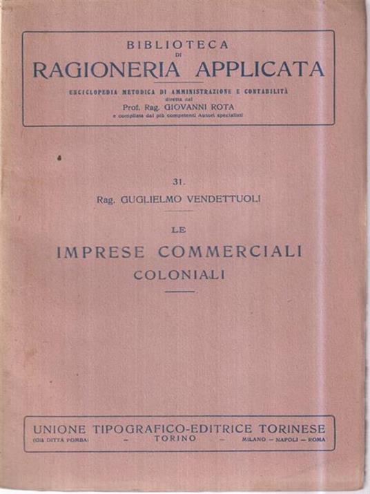 Imprese commerciali coloniali - Guglielmo Vendettuoli - copertina