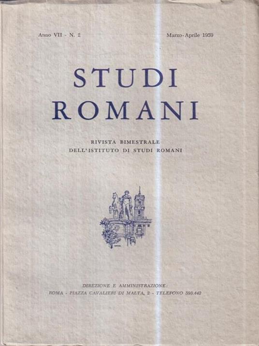 Studi romani. Rivista bimestrale dell'istituto di studi romani. Anno VII - N.2 (Marzo-Aprile '59) - copertina