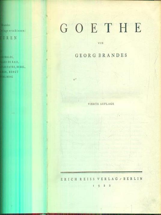 Goethe - Georg Brandes - copertina