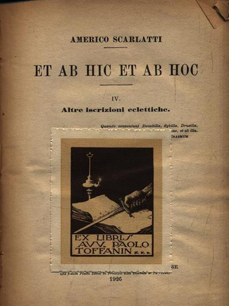 Et ab hic et ab hoc. IV Altre iscrizioni eclettiche - Americo Scarlatti - copertina