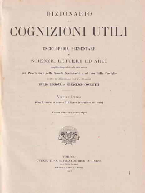 Dizionario di cognizioni utili 5 voll - Mario Lessona - copertina