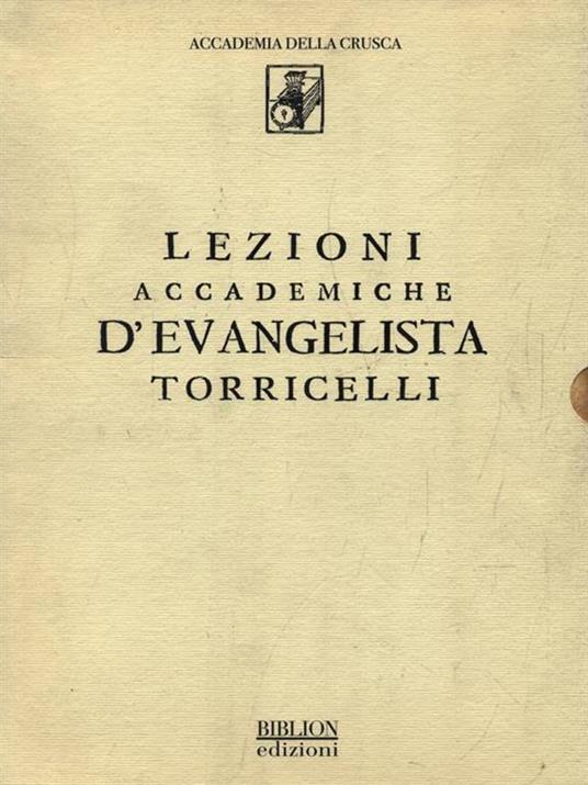 Lezioni accamemiche d'Evangelista Torricelli - Domenico De Martino - copertina