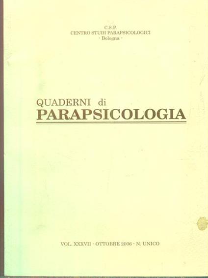 Quaderni di parapsicologia n. unico/ottobre 2006 - copertina