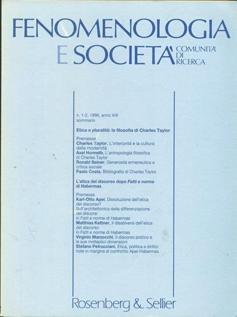 Fenomenologia e società n. 1-2 1996 -   - 2