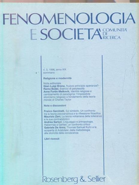Fenomenologia e società 3/1996 -   - 2