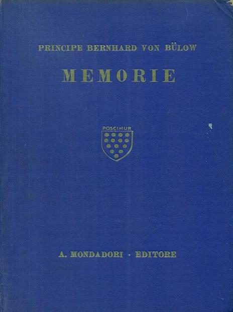 Memorie I - Bernhard Von Bulow - copertina