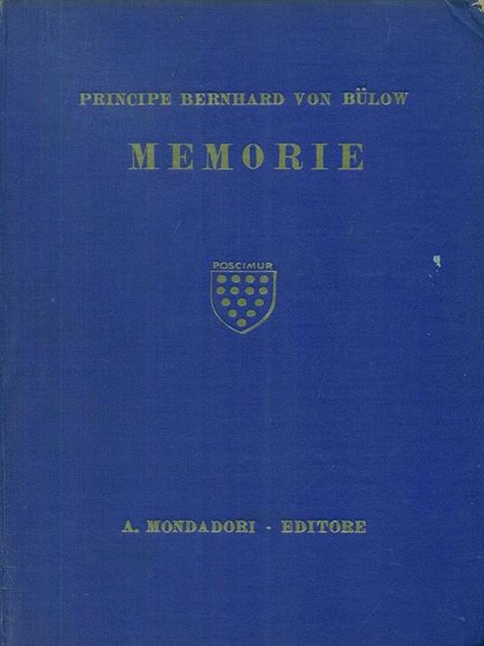 Memorie I - Bernhard Von Bulow - copertina