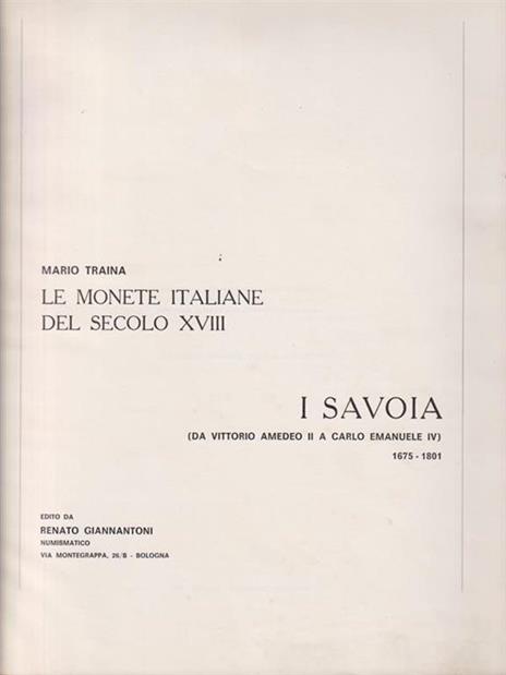 Le monete italiane del secolo XVIII - Mario Traina - copertina
