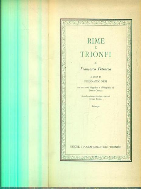 Rime e trionfi - Francesco Petrarca - copertina