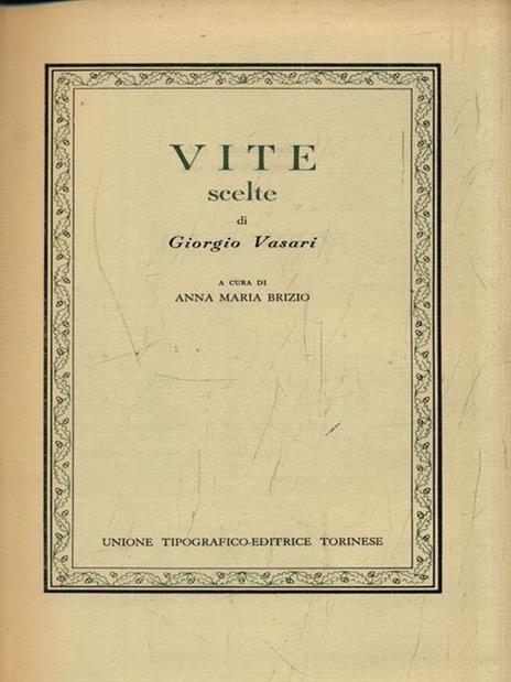 Vite scelte - Giorgio Vasari - copertina