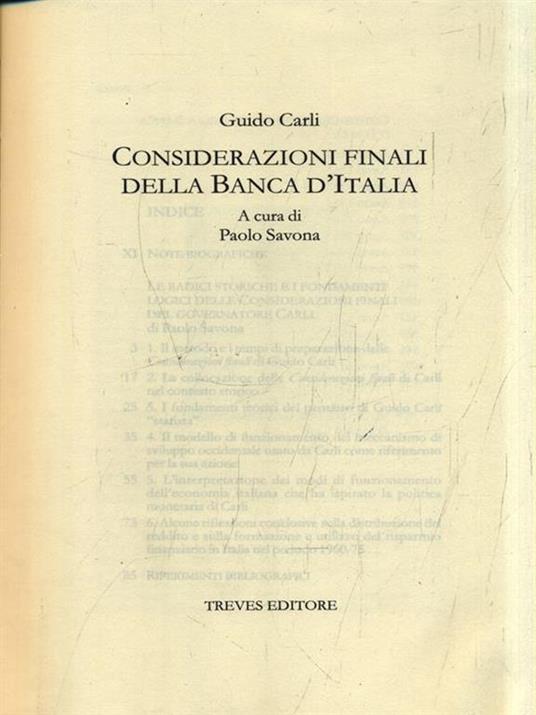 Considerazioni finali della Banca d'Italia - Guido Carli - copertina