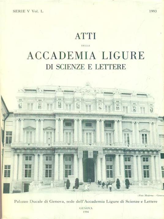 Atti della Accademia ligure di scienze e lettere. Serie V - Vol L - copertina