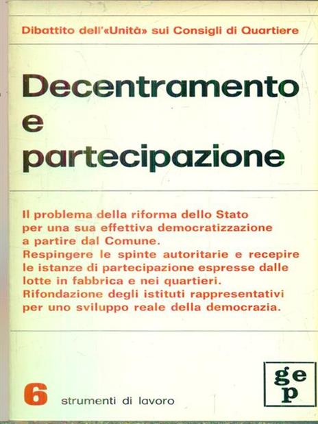 Decentramento e partecipazione -   - copertina