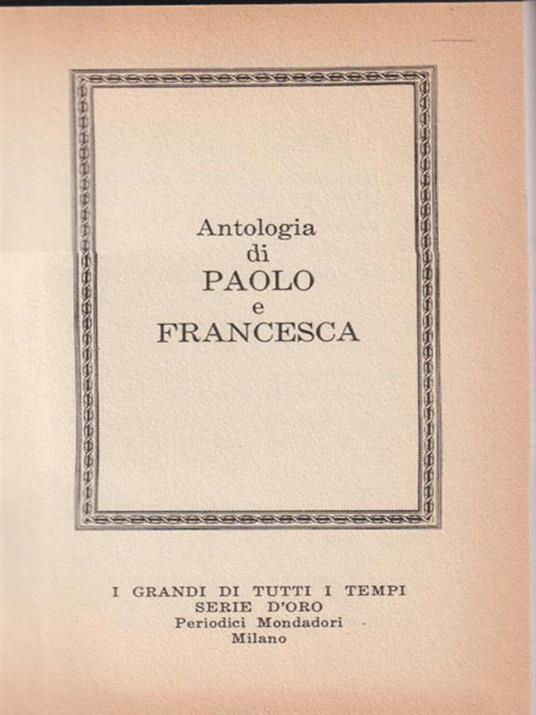 Antologia di Paolo e Francesca - copertina