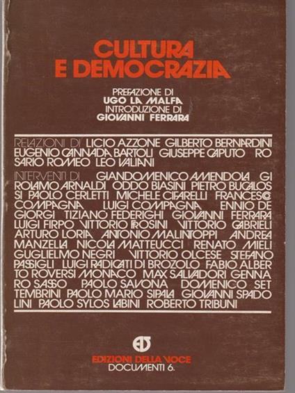 Cultura e democrazia - copertina