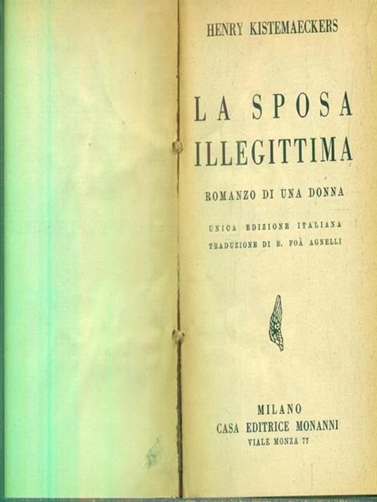 La sposa illegittima - Henry Kistemarckers - copertina