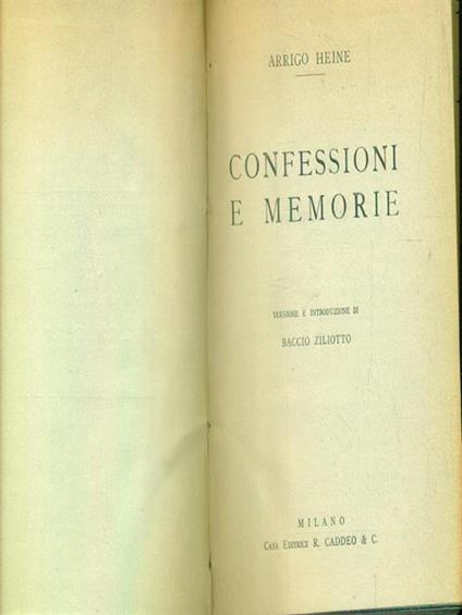   Confessioni e memorie - Arrigo Heine - copertina