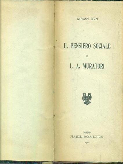 Il pensiero sociale di L. A. Muratori - Giovanni Bezzi - copertina