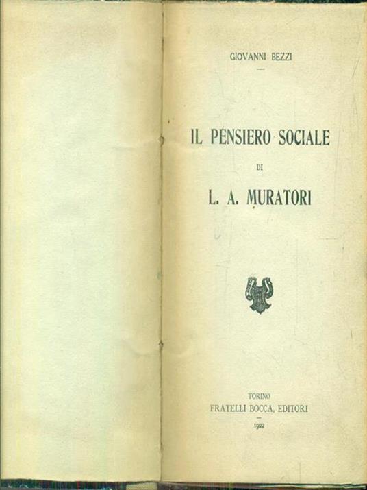 Il pensiero sociale di L. A. Muratori - Giovanni Bezzi - copertina