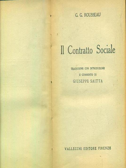 Il contratto sociale - Jean-Jacques Rousseau - copertina